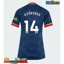 Camisa de Futebol Arsenal Viktor Gyokeres #14 Equipamento Secundário Mulheres 2026-27 Manga Curta